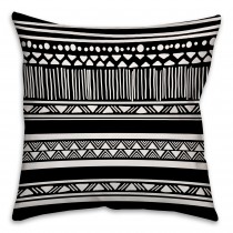 Black and White Boho Tribal Throw Pillow