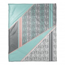 Coral and Mint Boho Tribal Blocking 50x60 Throw Blanket