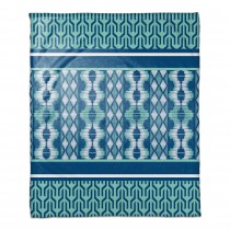 Blue Mint and White Boho Tribal 50x60 Throw Blanket