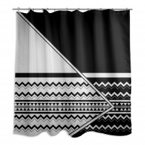Black And White Asymmetrical Inverse Boho Tribal 71x74 Shower Curtain