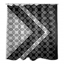 Black And White Lattice Asymmetrical Boho Tribal 71x74 Shower Curtain