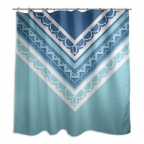 Bright Blue And Sea Tone Boho Tribal 71x74 Shower Curtain