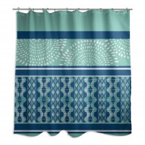 Mint And Blue Boho Tribal 71x74 Shower Curtain