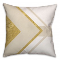 Gold and White Triangle Geometric Pattern Throw Pillow