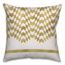 Gold and White Alternating Chevron Design Throw Pillow