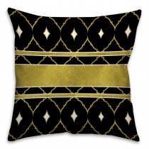 Gold and Black Diamond Pattern Throw Pillow