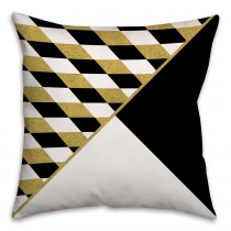 Gold and Black Diamond Triangle Pattern Throw Pillow