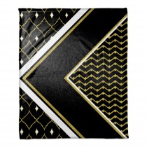 Gold Black and White Patched Patterns 50x60 Throw Blanket
