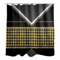 Houndstooth Gold Chic 71x74 Shower Curtain