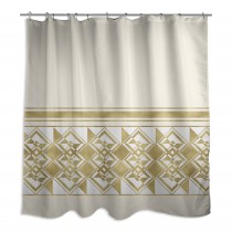 Decorative Ivory And Gold Weighted 71x74 Shower Curtain