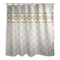 Gold And Cream With Decorative Strip 71x74 Shower Curtain