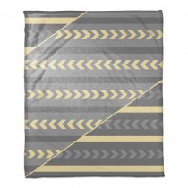 Inverse Arrows and Stripes Gray and Yellow 50x60 Throw Blanket 