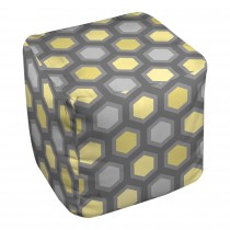 Yellow And Gray Hexagon Pattern 18x18x18 Ottoman