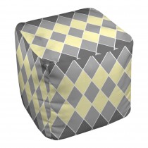 Yellow And Gray Mixed Diamond Pattern 18x18x18 Ottoman