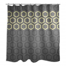 Hexagonal Yellow Gray 71x74 Shower Curtain