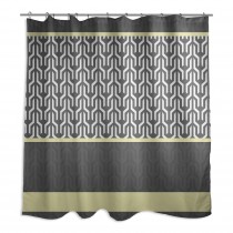 Trident Pattern Yellow Gray 71x74 Shower Curtain