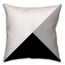 Black and Gray Color Block Triangles Throw Pillow 