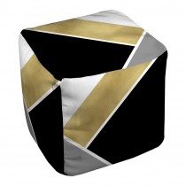 Black And White With Gold 18x18x18 Ottoman 