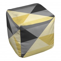 Yellow And Gray Diagonal 18x18x18 Ottoman