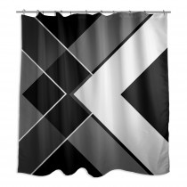 Asymmetrical Black And White Angles 71x74 Shower Curtain