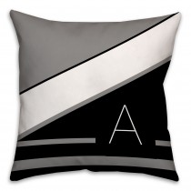 Mono Chevron Black and White 16x16 Monogram Spun Polyester Throw Pillow 