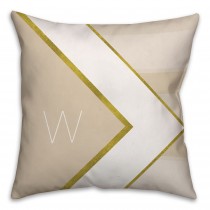 Ivory and Gold 18x18 Monogram Spun Polyester Throw Pillow