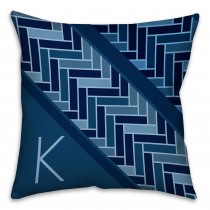 Navy Tiled Pattern 16x16 Monogram Spun Polyester Throw Pillow