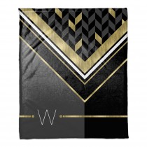 Black White Gold Geo Pattern 50x60 Personalized Throw Blanket 