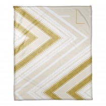 Zig Zag Chevron Gold And Cream 50x60 Personalized Throw Blanket
