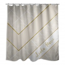 Ivory And Gold Geo Custom 71x74 Monogram Shower Curtain