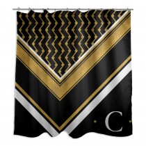Black And White Gold Geo Custom 71x74 Monogram Shower Curtain