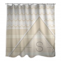 Ivory Cream Geo Custom 71x74 Monogram Shower Curtain 