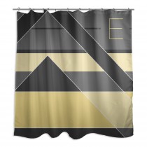Gray And Yellow Color Block Custom 71x74 Monogram Shower Curtain 