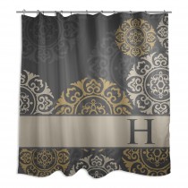 Gray And Yellow Medallions 71x74 Personalized Shower Curtain