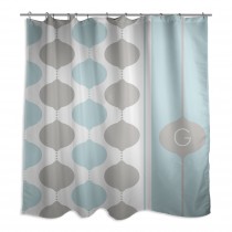 Blue And Gray Monogram Pattern 71x74 Personalized Shower Curtain