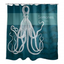Octopus Monogram 71x74 Personalized Shower Curtain