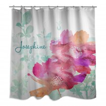 Watercolor Florals Monogram 71x74 Personalized Shower Curtain