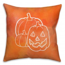 Halloween Watercolor Jack-o-lantern Throw Pillow