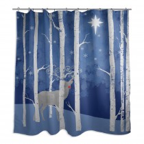 Reindeer Starry Night 71x74 Shower Curtain