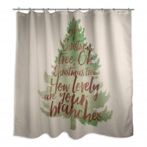 Watercolor Christmas Tree 71x74 Shower Curtain