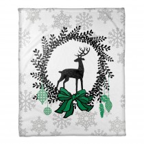 Reindeer Wreathe 50x60 Throw Blanket