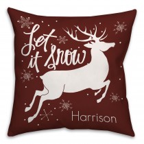 Let It Snow Reindeer 16x16 Custom Throw Pillow