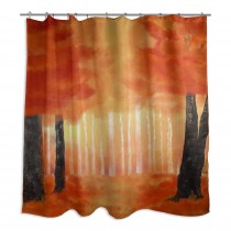 Watercolor Autumn Path 71x74 Shower Curtain