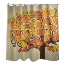Autumn Flower Tree 71x74 Shower Curtain