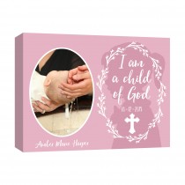 Pink Baptism 14x11 Personalized Canvas Wall Art