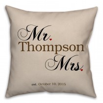 Mr And Mrs Established Spun Polyester Throw Pillow - 16x16