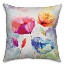 Watercolor Poppies Spun Polyester Throw Pillow