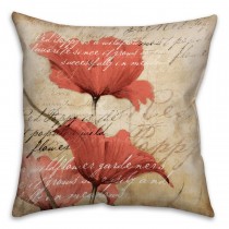 Soothing Red Poppies Spun Polyester Throw Pillow
