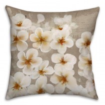 Taupe Cherry Florals Spun Polyester Throw Pillow