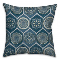 Blue Exotic Emblems Spun Polyester Throw Pillow